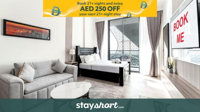 Free housekeeping visits during your stay - StayShort - Studio in Al Barsha that Sleeps 4 with Premium Building Amenities