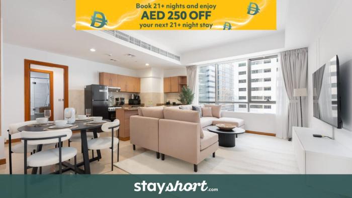 Free housekeeping visits during your stay - StayShort - Spacious 1BR Apartment in Al Barsha Perfect for 2