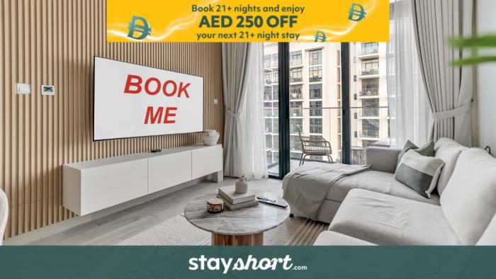 Free housekeeping visits during your stay - StayShort - Sleeps 4 Modern 1BR at Azizi Riviera 47