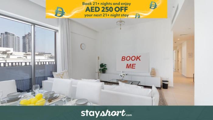 Free Housekeeping Visits During Your Stay - StayShort - Spacious 3BR Dubai Creek Harbour Stay Sleeps 6
