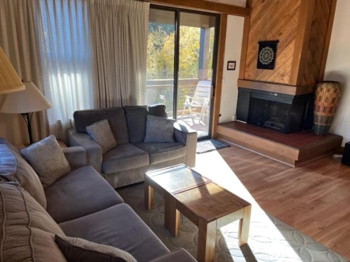 Condo with fireplace balcony washer&dryer hot tub & basketball & tennis courts