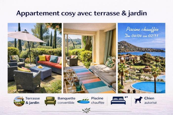 Appartement Premium Genius -vue Mer -Jardin Clôturé -Terrasse -Parking - Piscine Chauffée du 04 Avril au 01 Novembre- Saint Raphaël