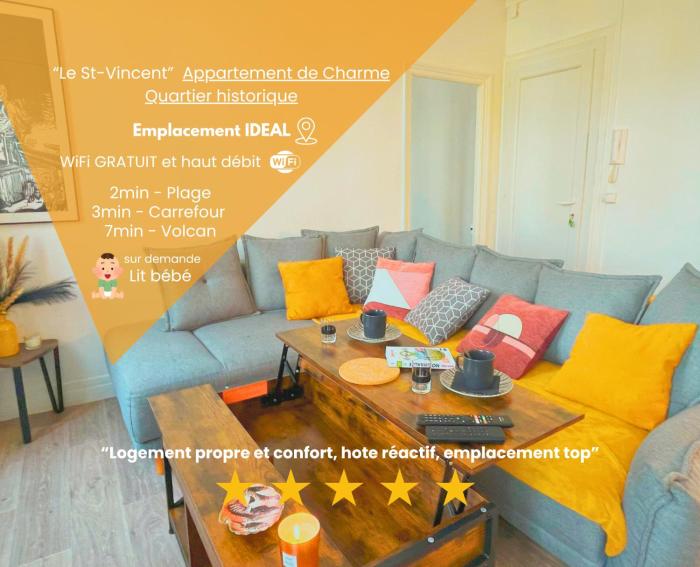 Hypercentre-Plage, Cocon Cozy et Chaleureux de 50m2 "LE SAINT-VINCENT"