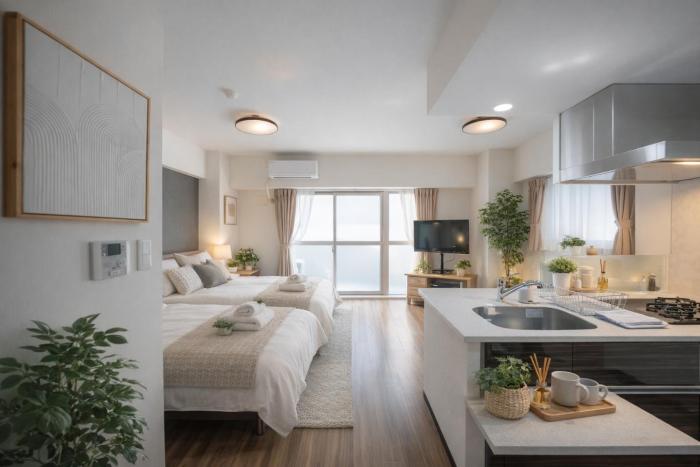 MAKI Residence九条-京セラドーム徒歩圏! 広い50平米 最大6名 4beds Near USJ Namba