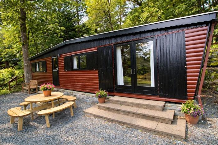 Neaum Crag Lodge ideal for a couple or family with young children in a woodland setting at Skelwith Bridge