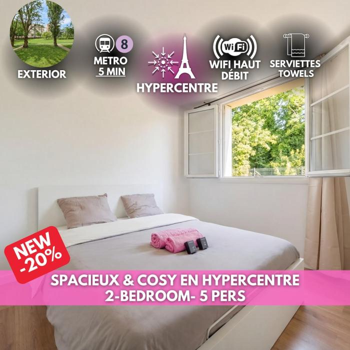56m2 - 3 lits - Métro proche - Grande cour