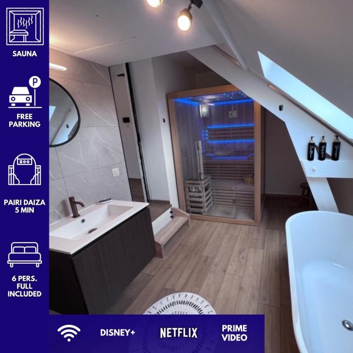 Gîte Saphir - SAUNA - Pairi Daiza 8 min - Triplex