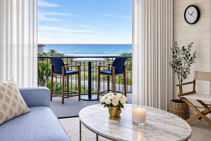 Top Floor Oceanview Luxury KING Villa - Balcony & Steps to Beach