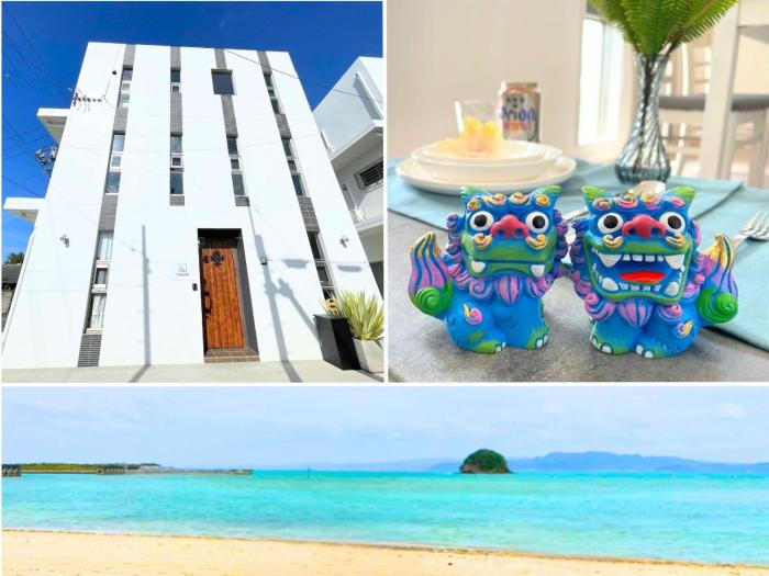家族やグループで満喫-海まで1分の白いプライベートヴィラ-White Cube Yagaji Okinawa