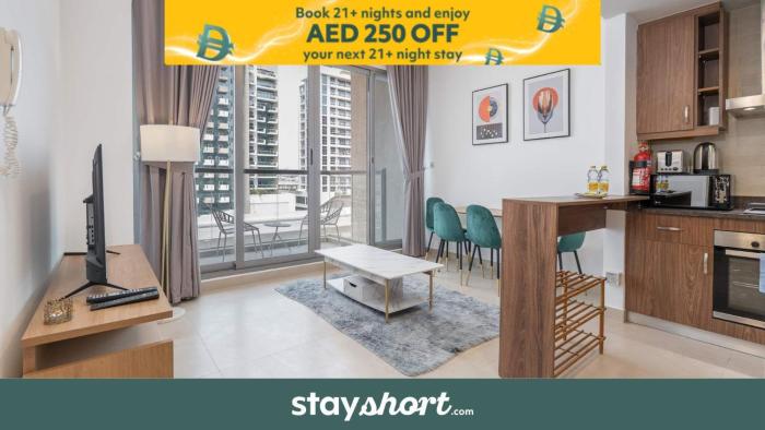 Free housekeeping visits during your stay - StayShort - Elegant 1BR Apartment in Jebel Ali with Pool