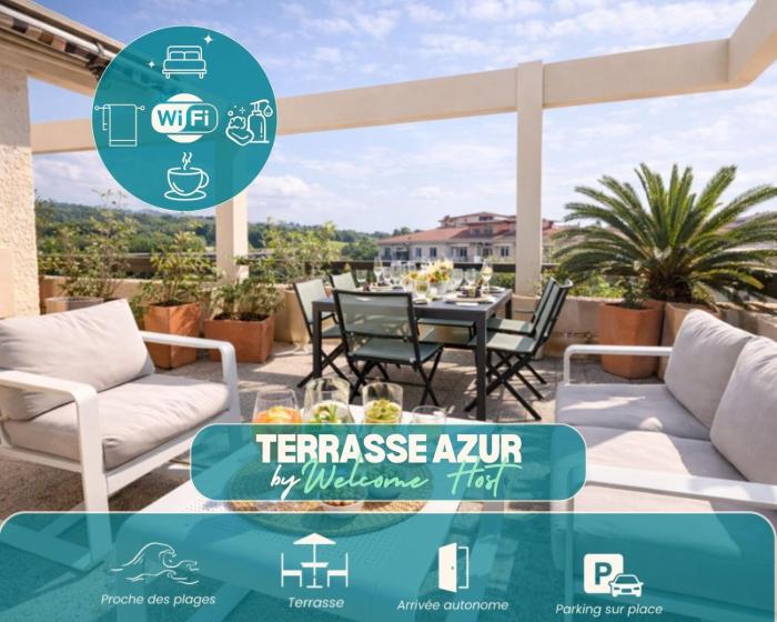 Terrasse Azur, grand appartement 4 pers, grande terrasse proche mer