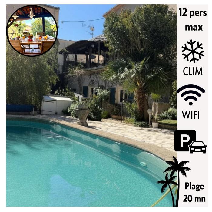 Les Terrasses du Vigneron, 8 pers piscine wifi climatisation
