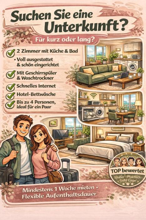 Schöner wohlfühlen in Augsburg 2 zimmer apartment zentral bis zu 4 personen