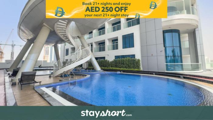 Free housekeeping visits during your stay - StayShort - Deluxe Studio in Al Barsha with Pool and Gym Access Sleeps 2