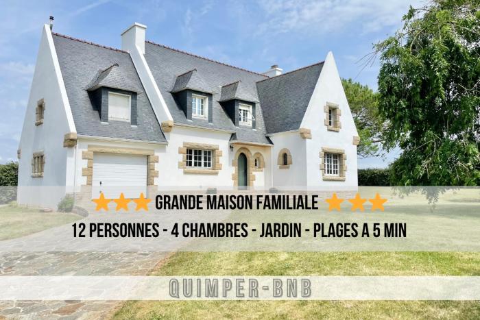 Grande maison familiale 12 pers avec jardin, proche plage Ste Anne
