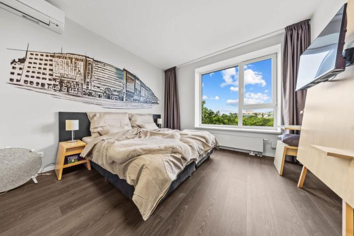 Panoramic Castle View in the Modern Apartment