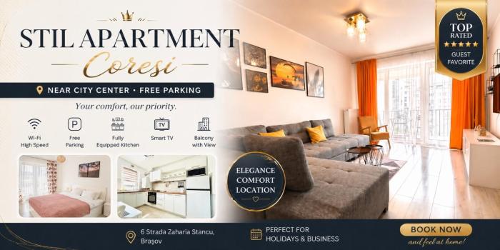 Stil Apartment Coresi near City Center Free Parking
