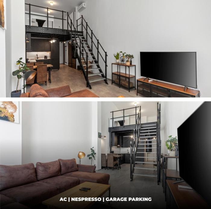 Industrial Loft Retreat w AC and Garage Parking