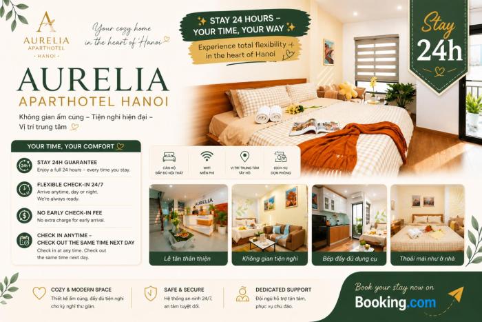 Aurelia Aparthotel Hanoi - 24 Hours Stay - Flexible Check-in time
