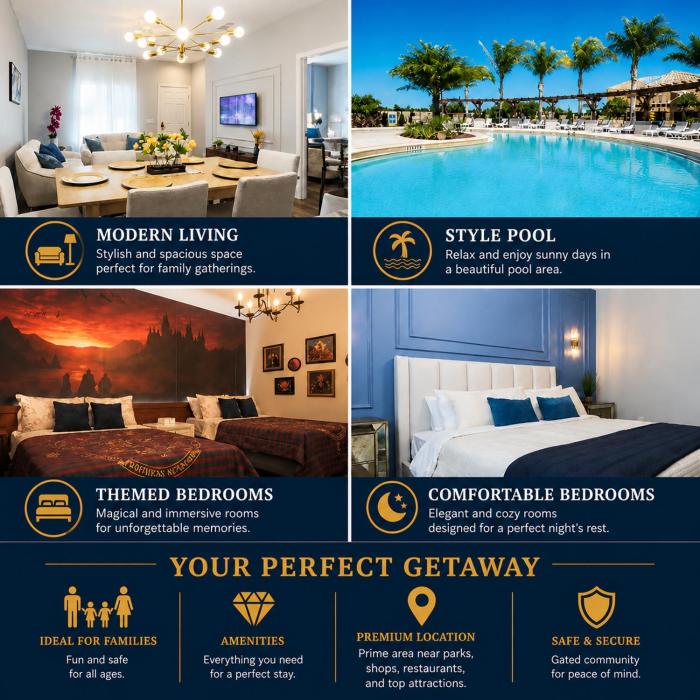 ModernCozyNear Disney Resort PoolRelax3Bd