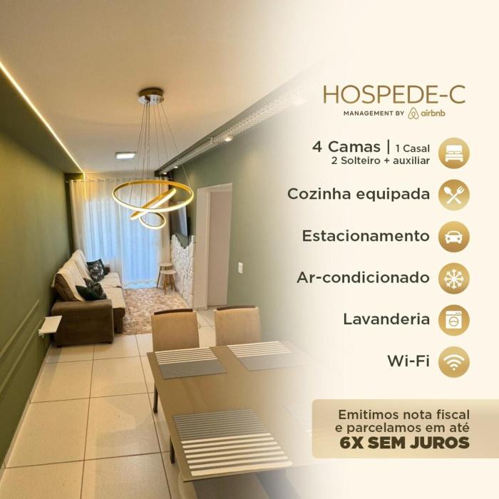 Apto sofisticado com 2 quartos e Ar Condicionado Hospede C