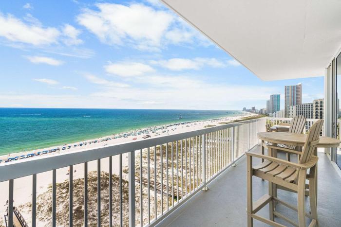 Gulf front condo with pool beach access and wrap around balcony