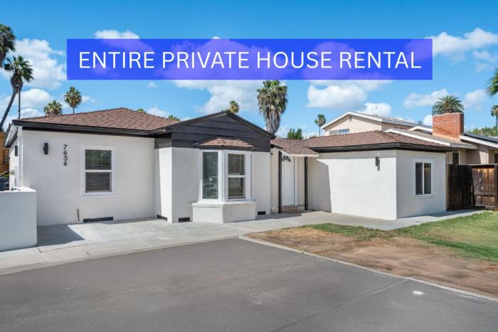 Entire Private House Ranch-Style w Gated Yard, Parking, 4 Bedroom 3 Bathrooms, Available Now