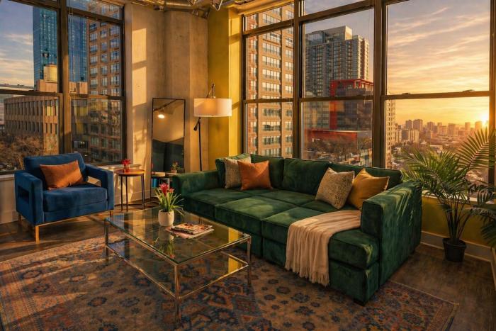Bright 2BR Luxury Corner Suite with Optional Parking Sleeps 6 guests Near McCormick Place and Soldier Field
