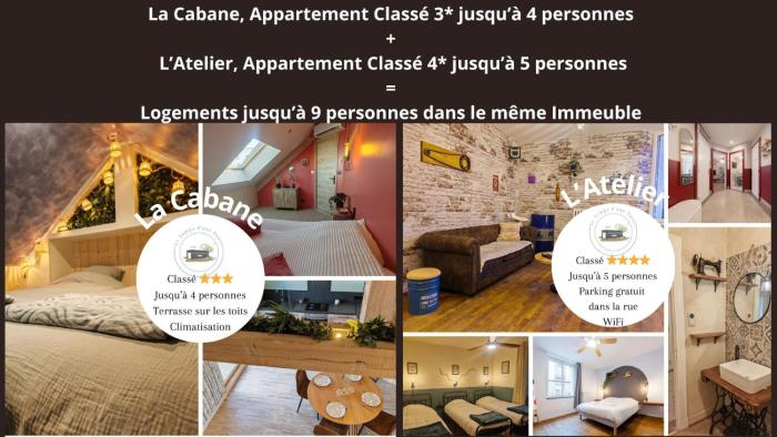 La Cabane 3 étoiles et LAtelier 4 étoiles appartements jusquà 9 personnes