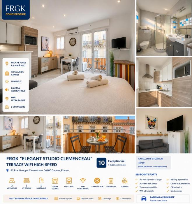 FRGK "Elegant studio CLEMENCEAU terrace WIFI HIGH-SPEED "