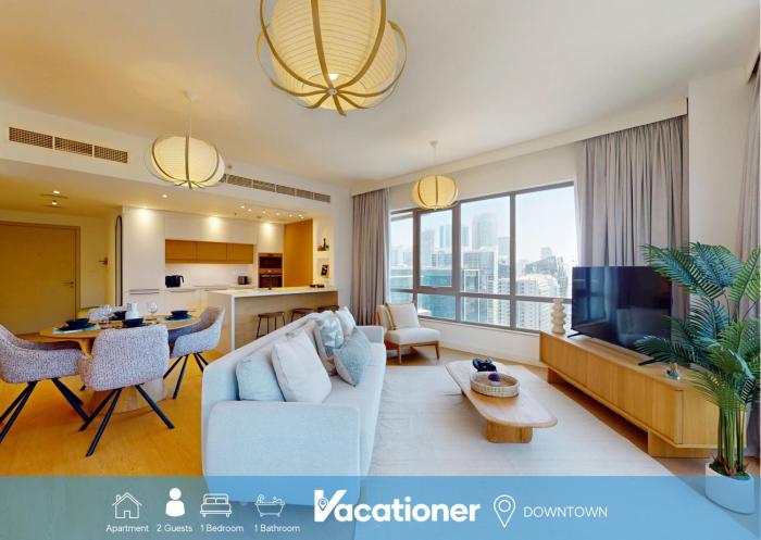 Vacationer Holiday Homes l Aesthetic 1 Bed near Burj Khalifa