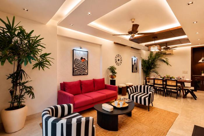 The Park Retreat by The Blue Kite, Fully Serviced Stylish 3BHK Apartment in Green Park near Deer Park & Hauz Khas Village