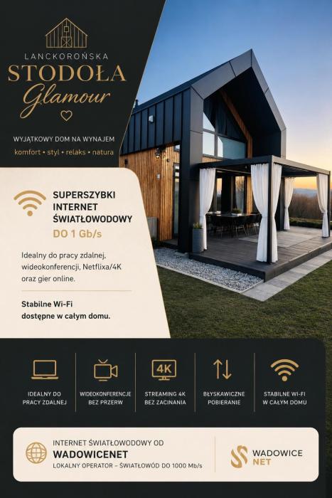 Lanckorońska Stodoła Glamour-Prywatne SPA,Balia i Sauna