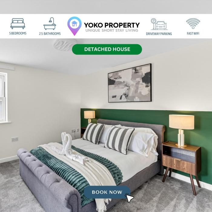 The Russet • Detached 5 Bedroom House • Driveway Parking • Sky TV • Work Desk • Yoko Property