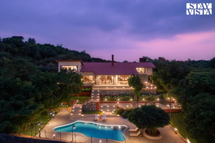 StayVista at Villa Rouge with Pool & Lawn