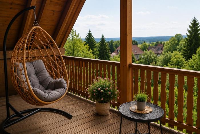 Landhaus Korf - Ferienwohnung im Weserbergland mit großem Balkon