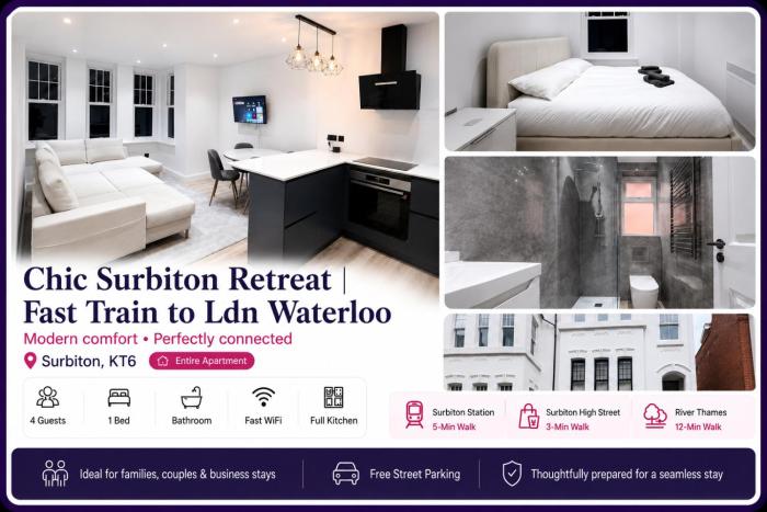 Chic Surbiton Retreat Fast Train to Ldn Waterloo