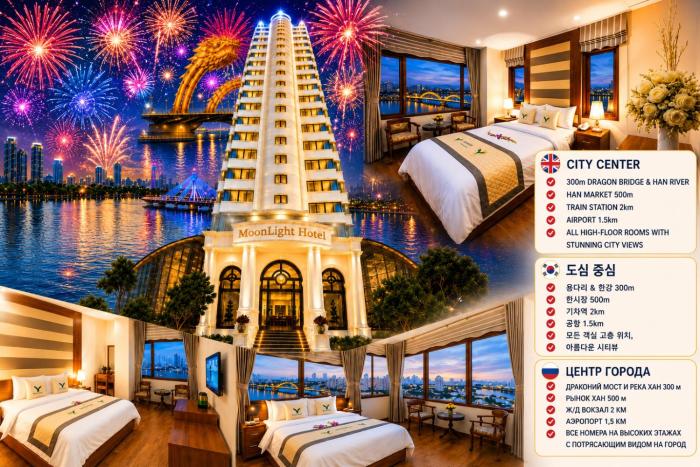 Moonlight Hotel & Suites - Highfloor view of the city center and Dragon Bridge