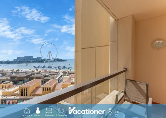 Vacationer Holiday Homes l Upgraded 2 Bed l Ain Dubai Views l JBR Beach