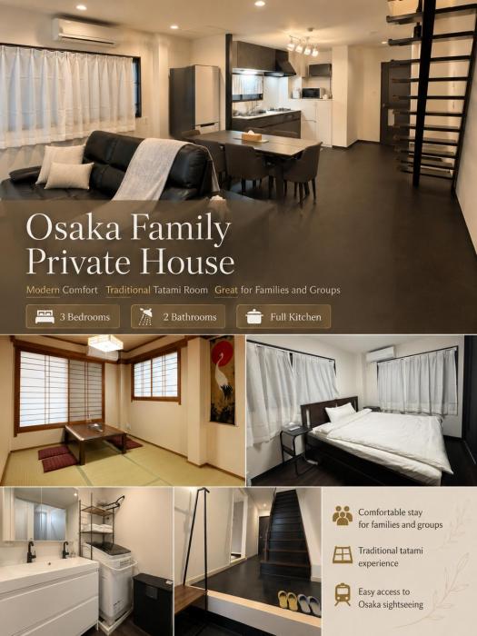 Miyabi Tsuruhashi Villa Private 3BR House near Namba Tennoji Korea Town