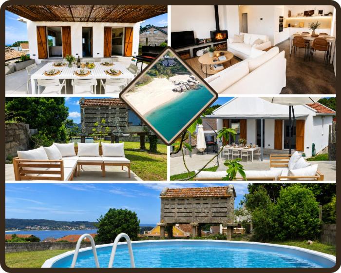 Casa Aldán - Piscina Barbacoa Chimenea playa 900 m