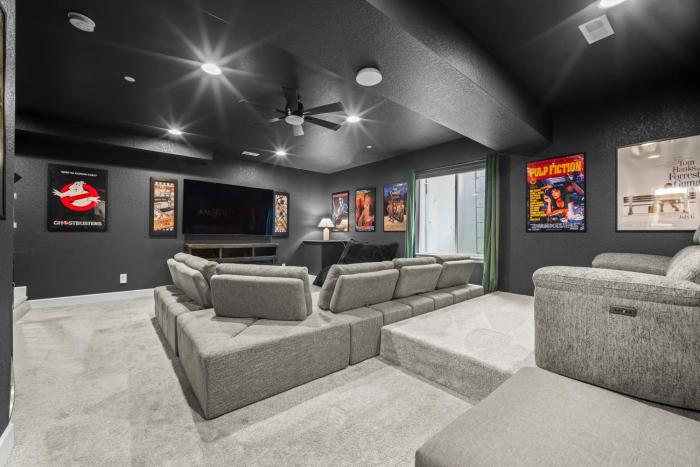 Modern Home with Firepit Grill Cinema Room