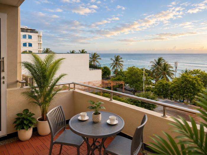 10-Min Airport Shuttle, 1-Min Beach, 2BR SeaView Terrace & SmartLock - Breezy Home