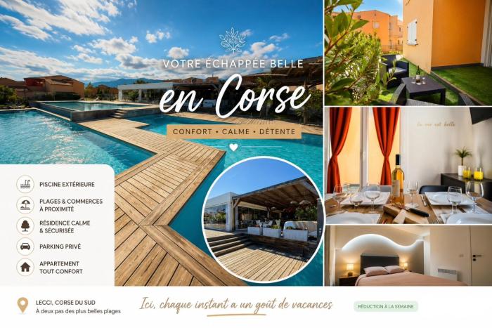 Chez Audrey et Olivier Charmant T2 climatisé 5 mn de la plage et 10 mn de PORTO-VECCHIO
