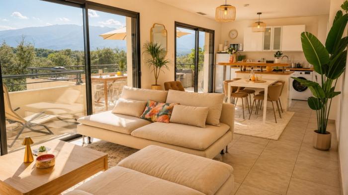 Appartement climatisé avec piscine et sublime vue