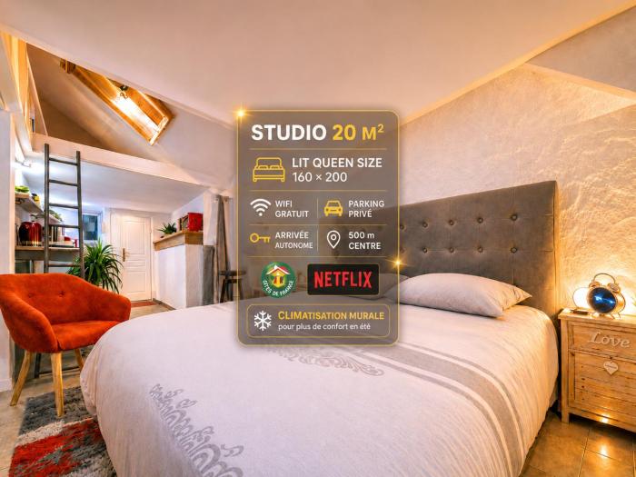 Studio atypique, CLIMATISATION, Lit 160 x 200, Netflix, parking, 500m centre - Gîtes La Tarine - LABEL GÎTE DE FRANCE