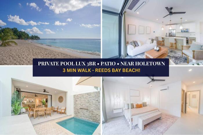 Elegant NEW 3BR Villa with Pool Walk to Beach