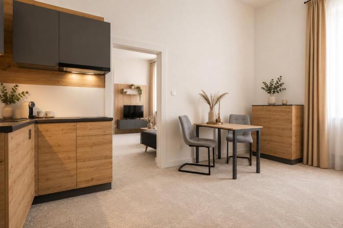 ALURE RESIDENCES 10 - 24h self check-in & private parking next to the apartment building included, CITY CENTER right on SNP Square in a quiet passage, new building, best deal in town