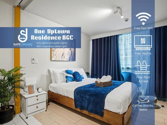 BGC 1BR, Steps to Mitsukoshi & Uptown Malls, 300Mbps Fiber 15J