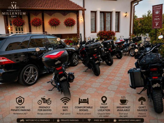 Millenium Guesthouse Sibiu with "PARKING" Motorcycle Friendly Travel Routes - Ride The Roads - Discover Sibiu - Rest In Confort